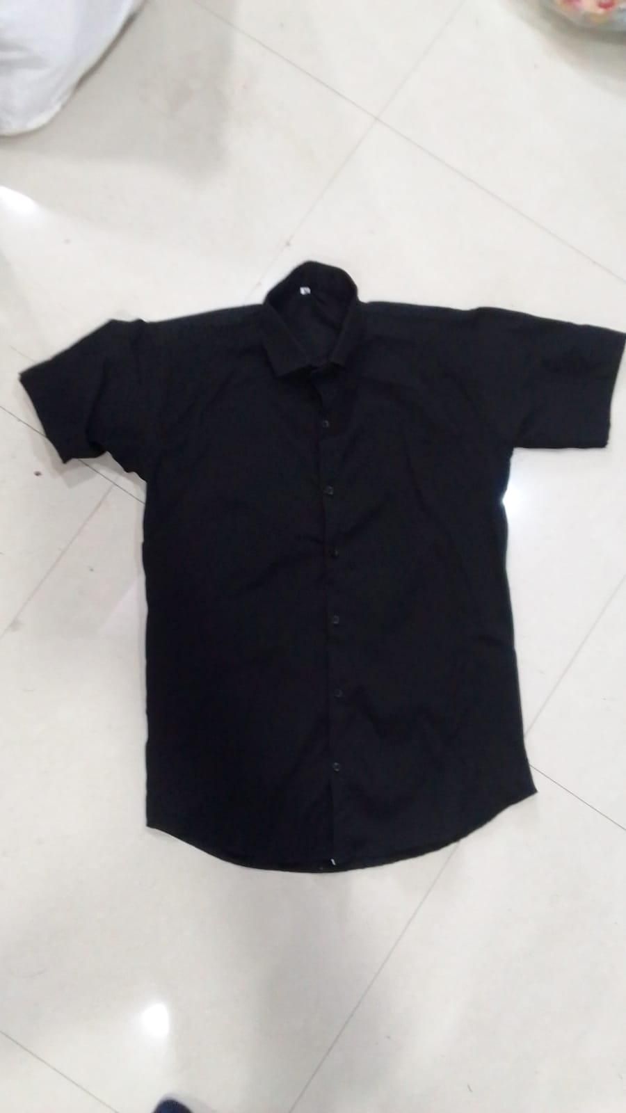 Men’s Satin Solid Formal Shirt – Black, Half Sleeves, Regular Fit